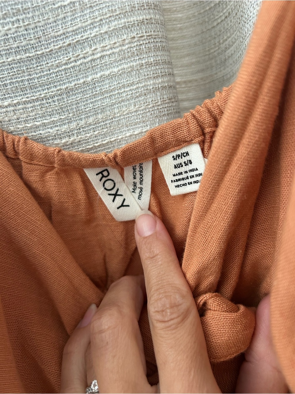 Roxy Rust Orange Midi Dress with Front Tie + slit - Picture 2 of 4
